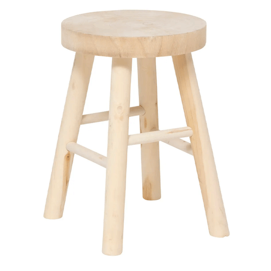 NYAR PAULOWNIA BEIGE STOOL D28X41CM