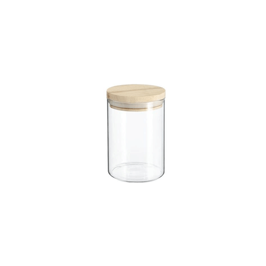 JAR GLASS + WOOD 600ML