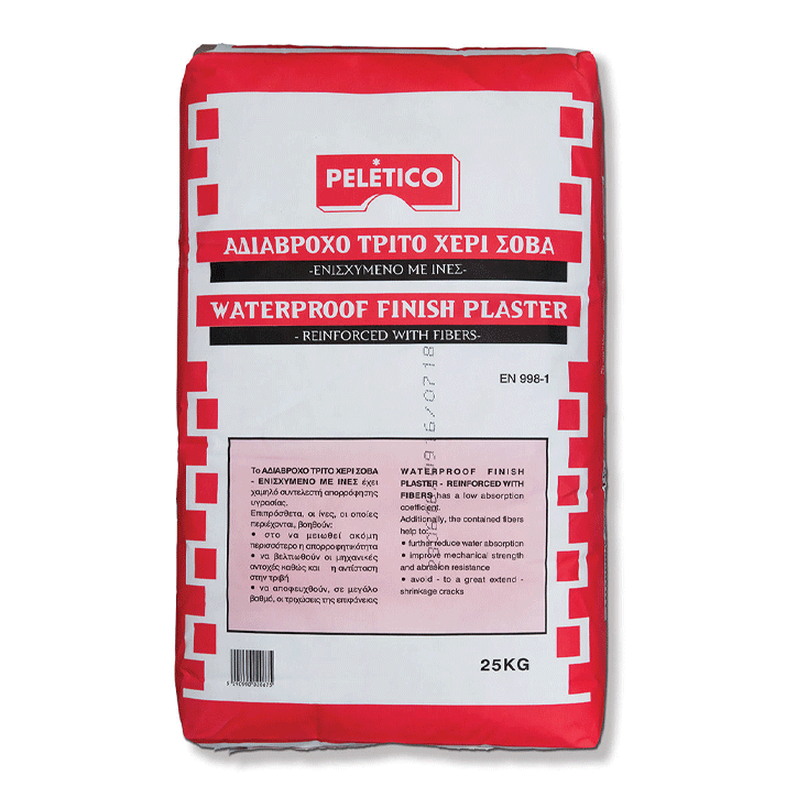 THIRD COAT PLASTER WITH FIBERS WATERPROOF 25KG PELETICO