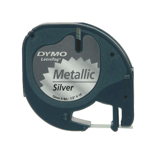 DYMO LETR.TAPES 12MMX4M SLV 91208