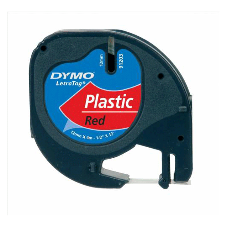 DYMO LETR.TAPES 12MMX4M RED 91203