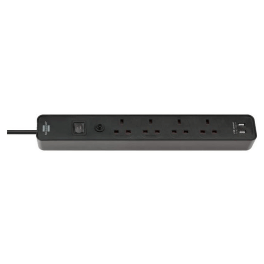 ECOLOR FB EXTENSION SOCKET WITH USB-CHARGER BLACK