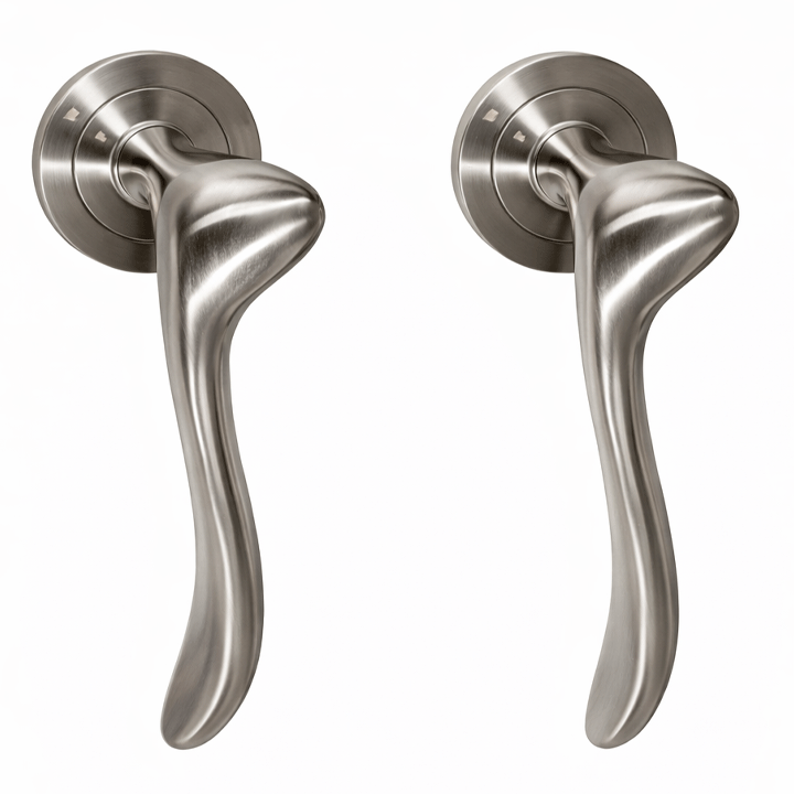 DOOR HANDLES Z01 Z21 SATIN NICKEL (ROUND BASE)