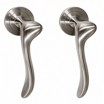 DOOR HANDLES Z01 Z21 SATIN NICKEL (ROUND BASE)