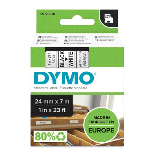 DYMO D1 TAPE CA.24MMX7M BK/WH 53713
