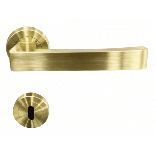 ECO LINE DOOR HANDLES Z01-A133 BRASS MAT (ROUND BASE)