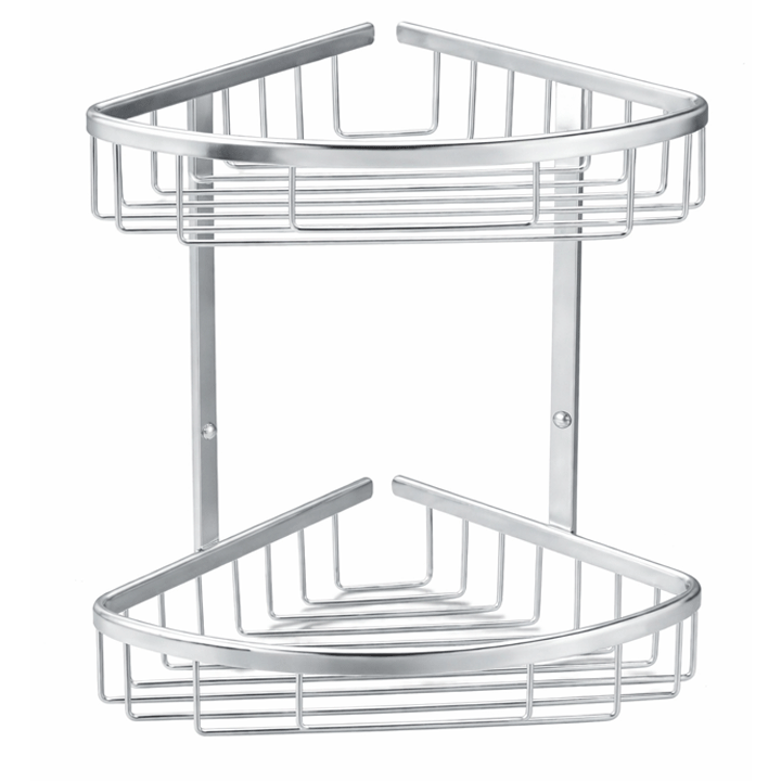 ALUMINIUM CORNER BATH BASKET DOUBLE 22X29X30CM