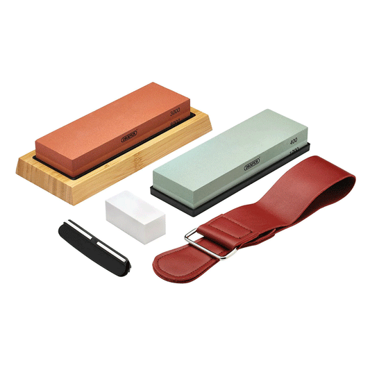 WHETSTONE SHARPENING STONE SET WITH NON-SLIP BASE AND ANGLE GUIDE 400/1000/3000/8000 GRIT