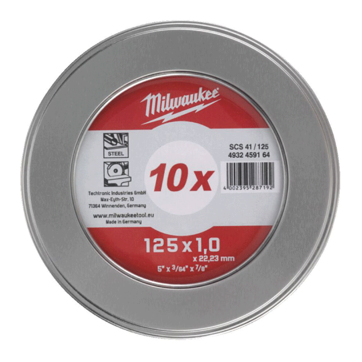 MILWAUKEE CUTTING DISC PRO+ METALBOX 125X1X22.2 SCS 10PCS