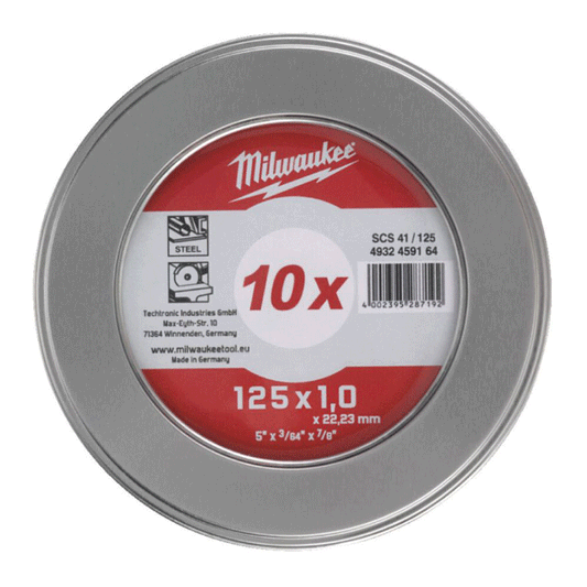 MILWAUKEE CUTTING DISC PRO+ METALBOX 125X1X22.2 SCS 10PCS