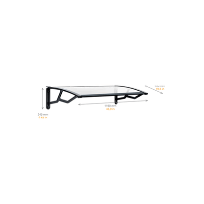 CANOPY IN TRANSP.COMPACT POLYCARBONATE 50X120CM