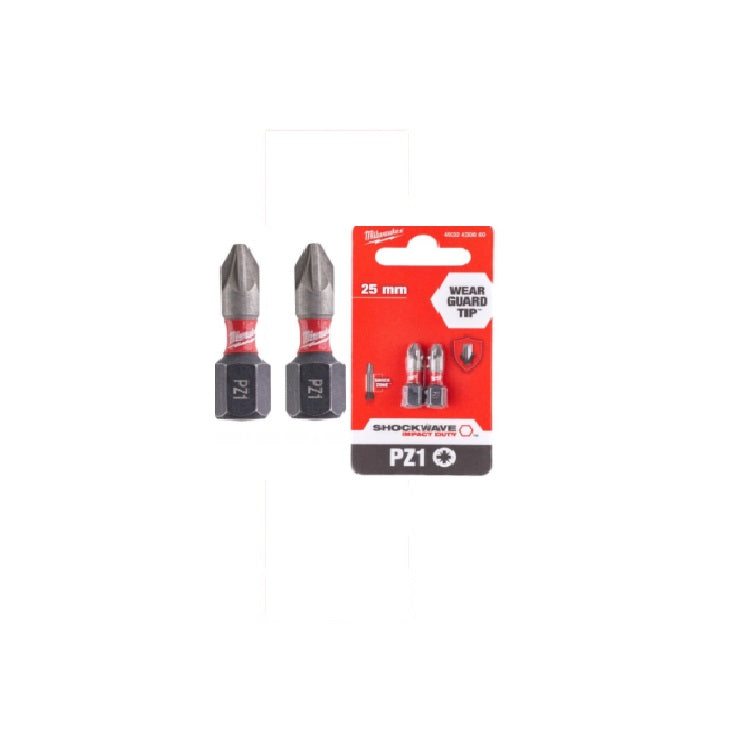 MILWAUKEE PZ 1 x 25mm SHOCKWAVE BIT 2PCS