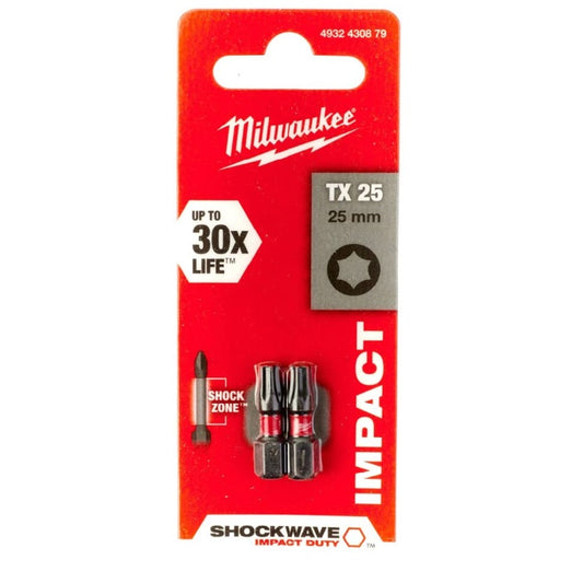 MILWAUKEE TX25 X 25MM SHOCKWAVE BIT 2PCS