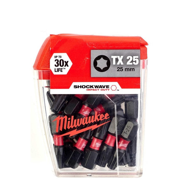 MILWAUKEE TX25  25MM SHOCKWAVE BITS 25PCS