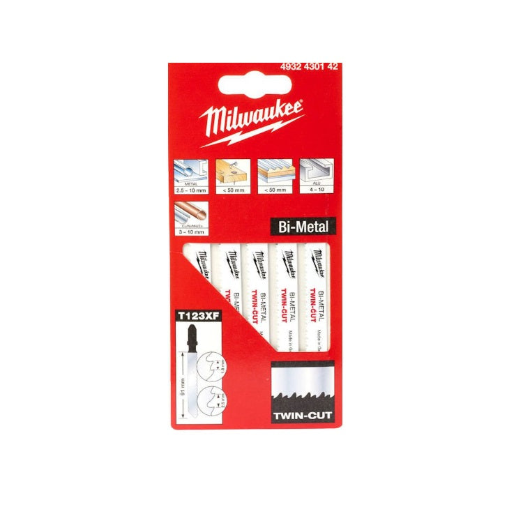 MILWAUKEE JIGSAW BLADE 91x2.5/1,8mm 5PCS TWIN-CUT