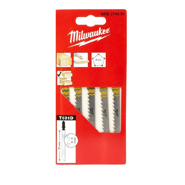 MILWAUKEE  JIGSAW WOOD + PVC  BLADES 75MM 5PCS