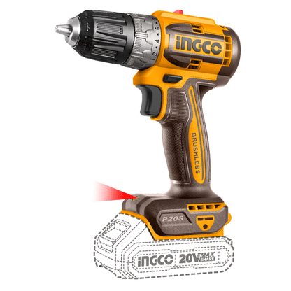 BRUSHLESS CORDLESS DRILL 20V SOLO 52NM INGCO