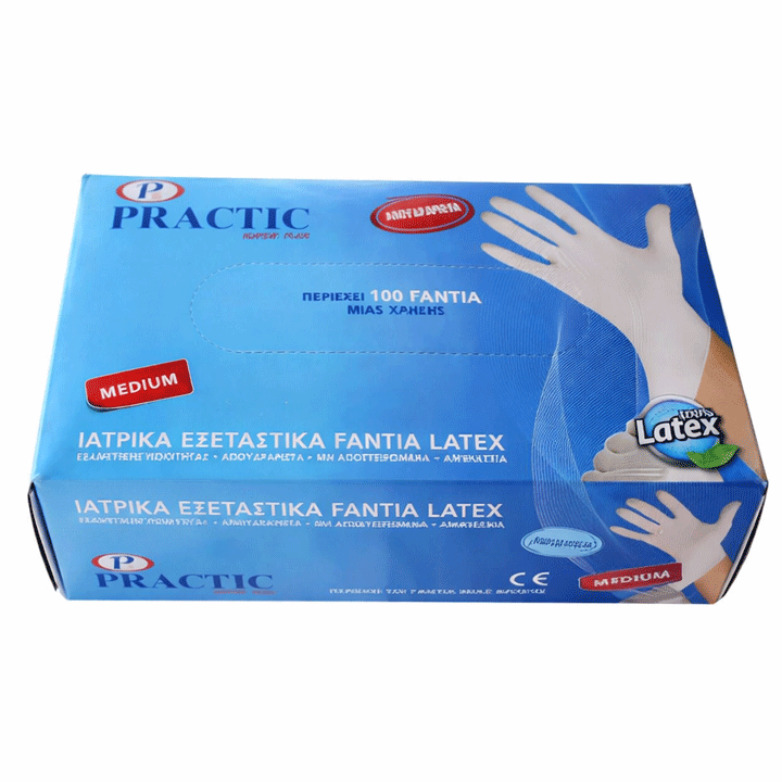 DISPOSABLE LATEX GLOVES WHITE T LARGE 1X100PCS