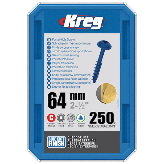 ΒΙΔΕΣ ΓΙΑ ΤΡΥΠΑ ΤΣΕΠΗΣ 64MM ΜΠΛΕ KOTE MAXI LOC ΧΟΝΔΡΟΥ ΣΠΕΙΡΩΜΑΤΟΣ KREG 250ΤΕΜ.