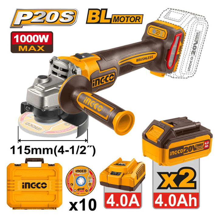 CORDLESS ANGLE GRINDER 20V SET INGCO