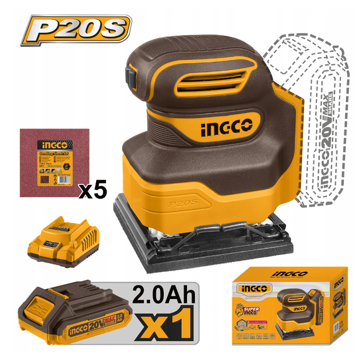 CORDLESS SHEET SANDER 20V SET INGCO