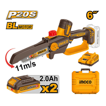 CORDLESS PRUNER SAW 6" BL SET 2X2AH 20V INGCO