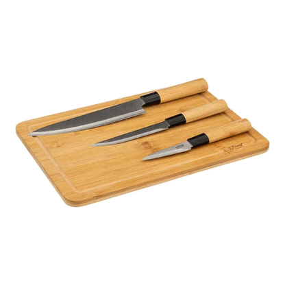 SET CUT BOARD+3 KNIVES BLACKBA
