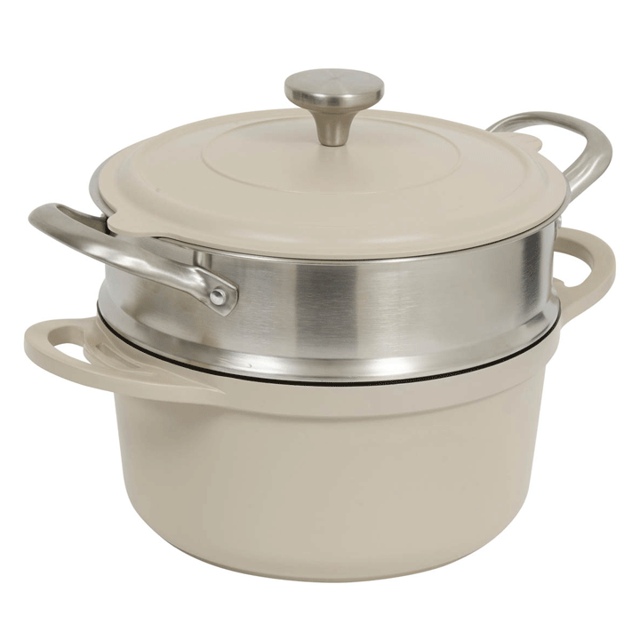 CAST ALU POT STEAMER 24 TAUPE