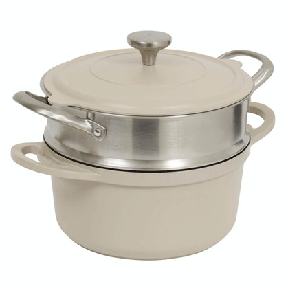 CAST ALU POT STEAMER 24 TAUPE