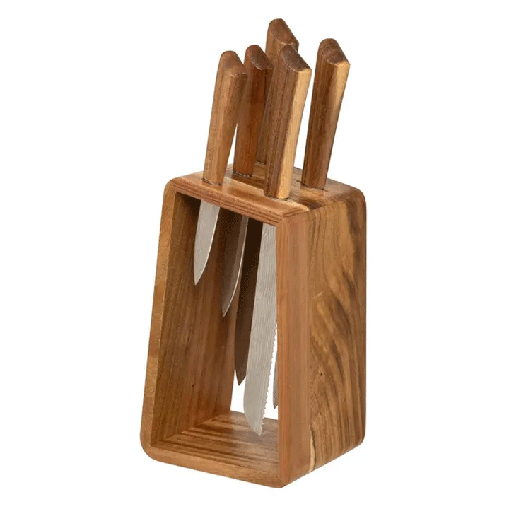 5 KNIVES BLOCK ACACIA