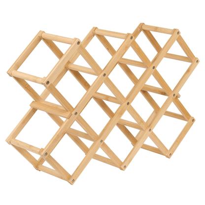FOLDING BAMBOO BOTTLE RACK X10