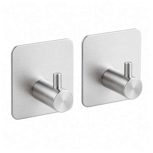 SET OF 2 STICKY ADHESIVE HOOKS S/STEEL ASSORTED