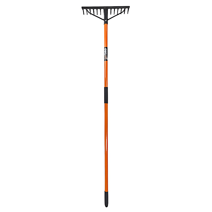 GARDEN RAKE METAL HANDLE WITH 14 TEETH