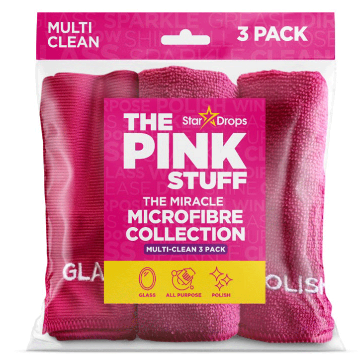 THE PINK STUFF MICROFIBRE PAD COLLECTION MULTI-CLEAN 3PACK