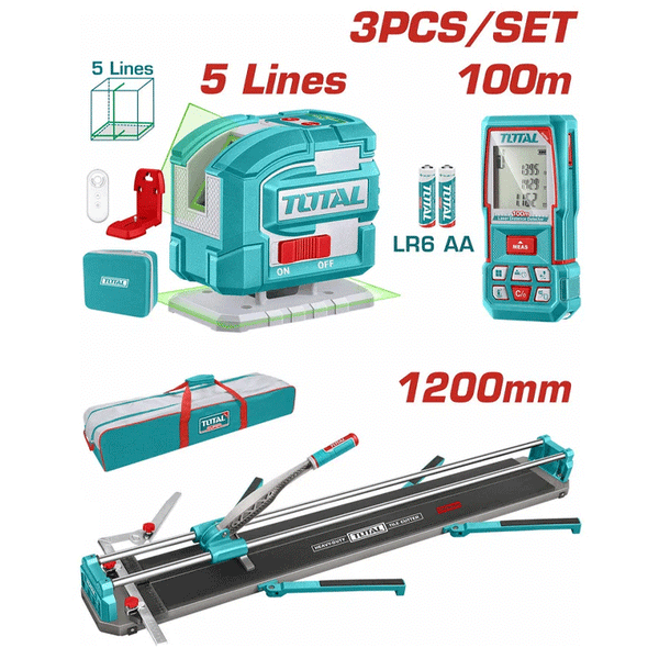 TOTAL TILE CUTTER 120CM+ LASER LEVEL 35M + DISTANCE METER 100M