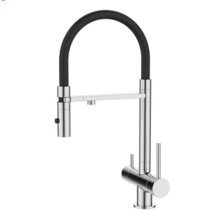KITCHEN MIXER 3WAY WITH BLACK RUBBER - EXTRACTABLE