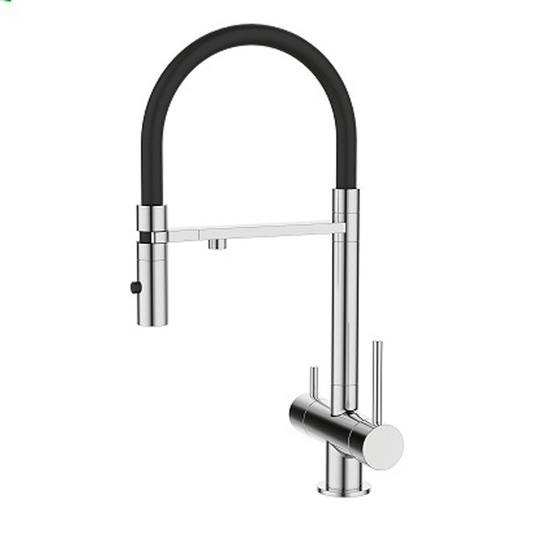 KITCHEN MIXER 3WAY WITH BLACK RUBBER - EXTRACTABLE