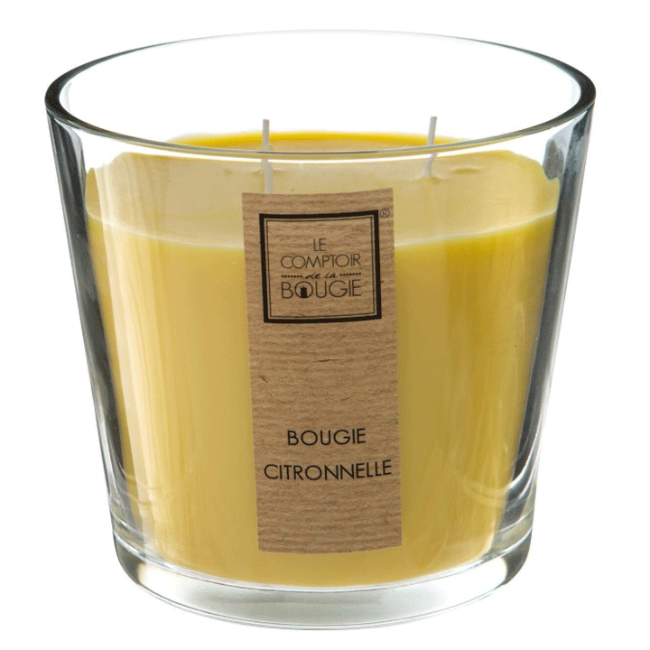 NINA CITRONELLA CANDLE 500GR GLASS POT WHITE