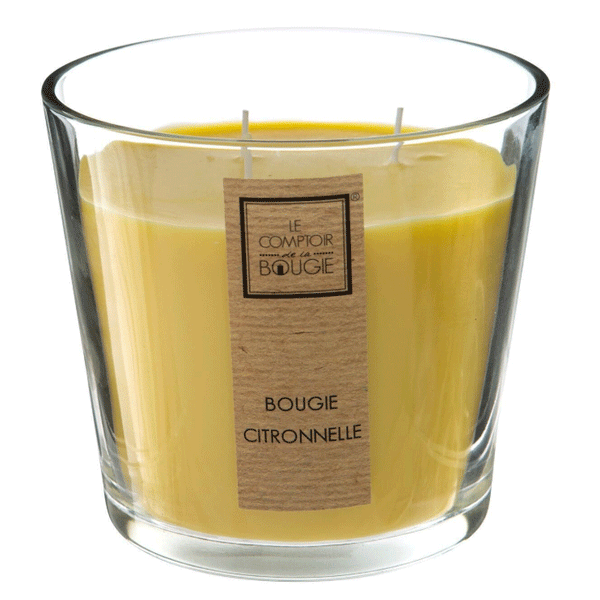 NINA CITRONELLA CANDLE 500GR GLASS POT WHITE