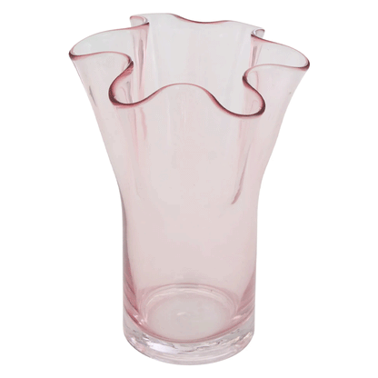 ΓΥΑΛΙΝΟ ΒΑΖΟ ROSE FLOWER ΜΕ ΚΥΜΑΤΙΣΤΟ ΣΧΕΔΙΟ Υ23,5 CM