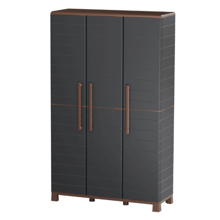 FULL HEIGHT CABINET ANTHRACITE/BROWN POLYPROPYLENE W/3 DOORS 102X37X169CM