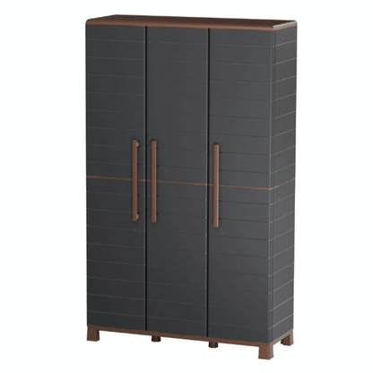 FULL HEIGHT CABINET ANTHRACITE/BROWN POLYPROPYLENE W/3 DOORS 102X37X169CM
