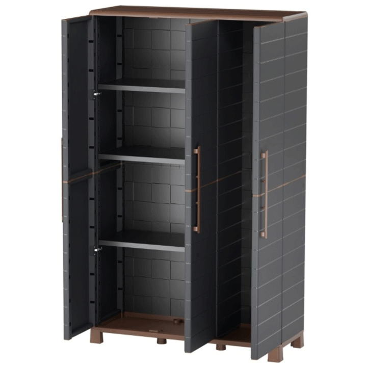 FULL HEIGHT CABINET ANTHRACITE/BROWN POLYPROPYLENE W/3 DOORS 102X37X169CM