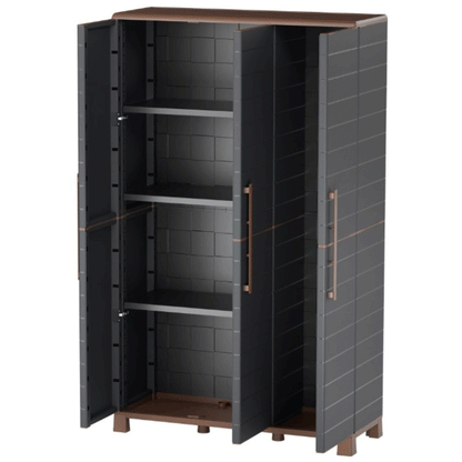 FULL HEIGHT CABINET ANTHRACITE/BROWN POLYPROPYLENE W/3 DOORS 102X37X169CM