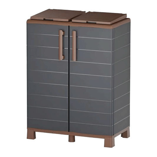 HALF HEIGHT CABINET POLYPROPYLENE ANTHRACITE/BROWN RECYCLING 68X37X90CM