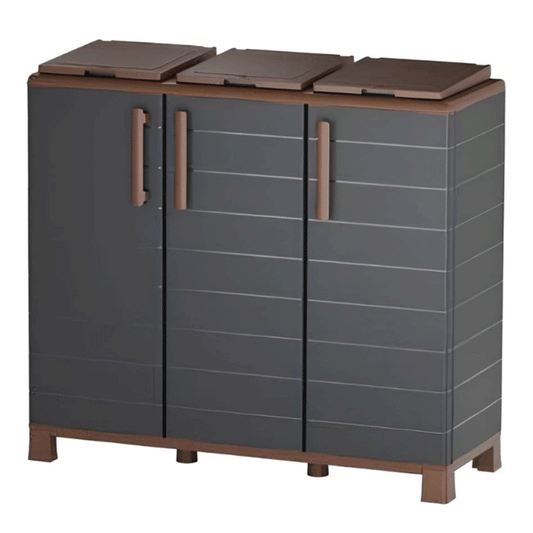 HALF HEIGHT CABINET POLYPROPYLENE ANTHRACITE/BROWN RECYCLING 102X37X90CM
