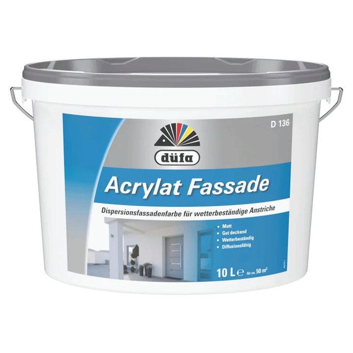 EXTERIOR PAINT ACRYLIC WHITE MATT D136 10LTR DUFA
