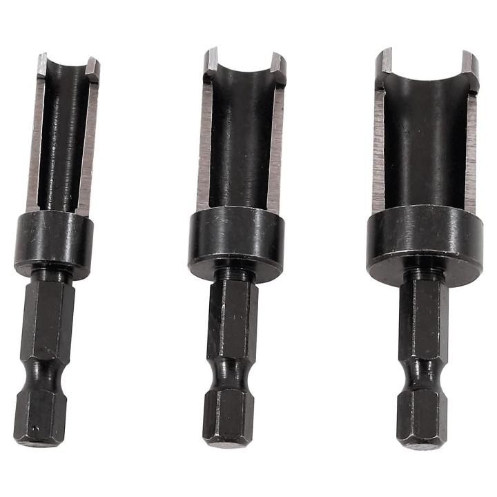 MILESCRAFT PLUG CUTTER SET 1/4" HEX. SHANK [1/2", 3/8", 1/4"] 3PCS