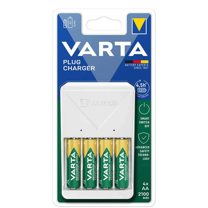VARTA MINI CHARGER WITH 4 RECHARGEABLE BATTERY AA