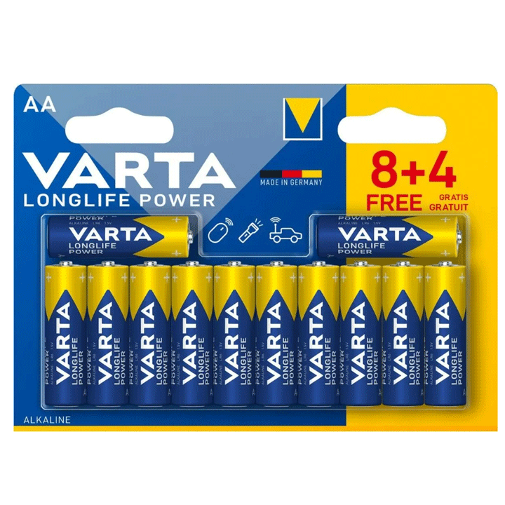 ΣΕΤ 12 ΑΛΚΑΛΙΚΩΝ ΜΠΑΤΑΡΙΩΝ VARTA EXTRA AA (LR6)